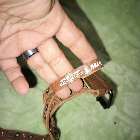 Miss Sixty Brown Criss Cross Studded Leather Belt Sz M. EUC - Picture 13 of 16